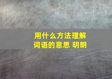 用什么方法理解词语的意思 明朗